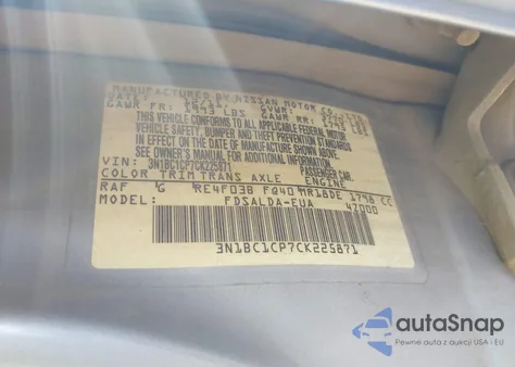 2012 Nissan Versa 1.8 S z USA, uszkodzony, nr VIN 3N1BC1CP7CK225871